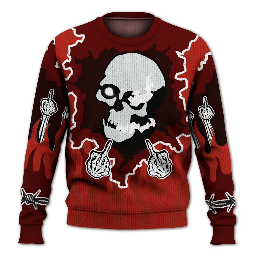 Knitted Sweater To Match SP Firewood Orange 4s - F Around Find Out Graphic Trapped