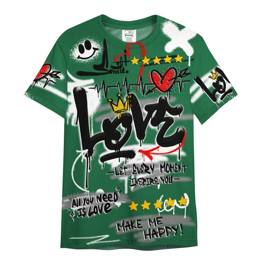 Shirt To Match High Gorge Green 1s - Happy Love Beats Graffiti Streetwear All Over Print