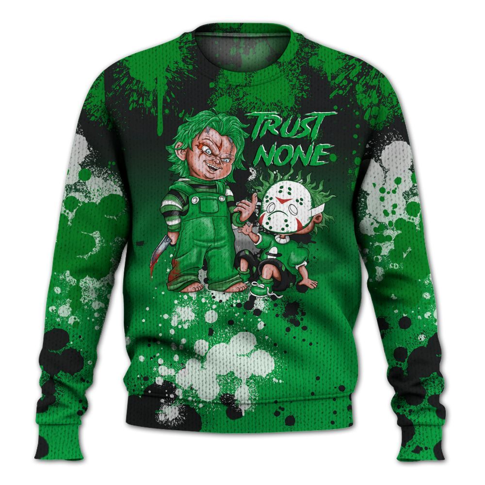 Knitted Sweater To Match Low Lucky Green 1s - Trust No One Scary