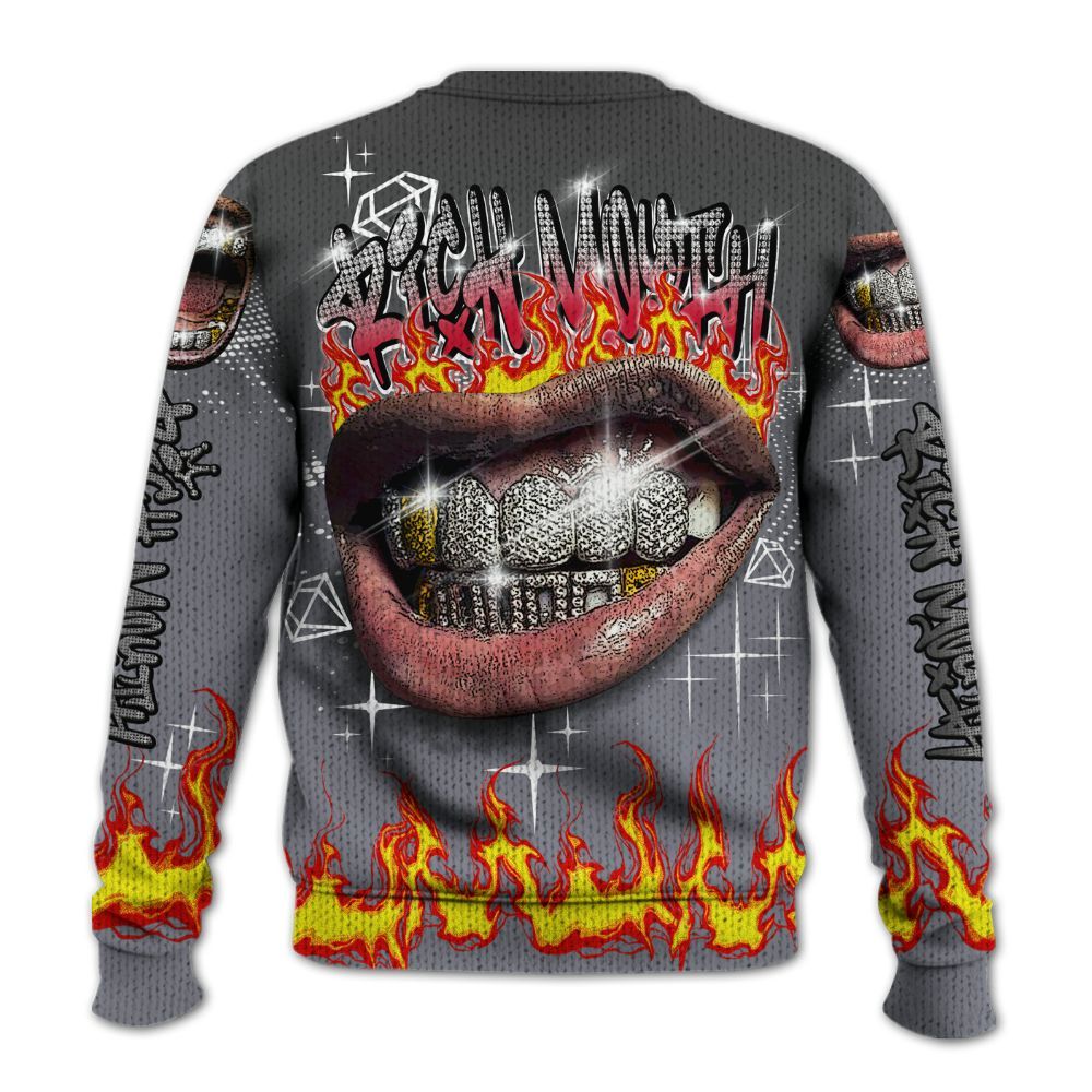 Knitted Sweater To Match Retro Black Flint 13s - Rich Mouth Fire Rap Retro 90s