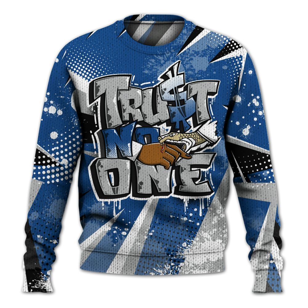 Knitted Sweater To Match Air Ship Royal Blue - Poly Trust No One Dripping