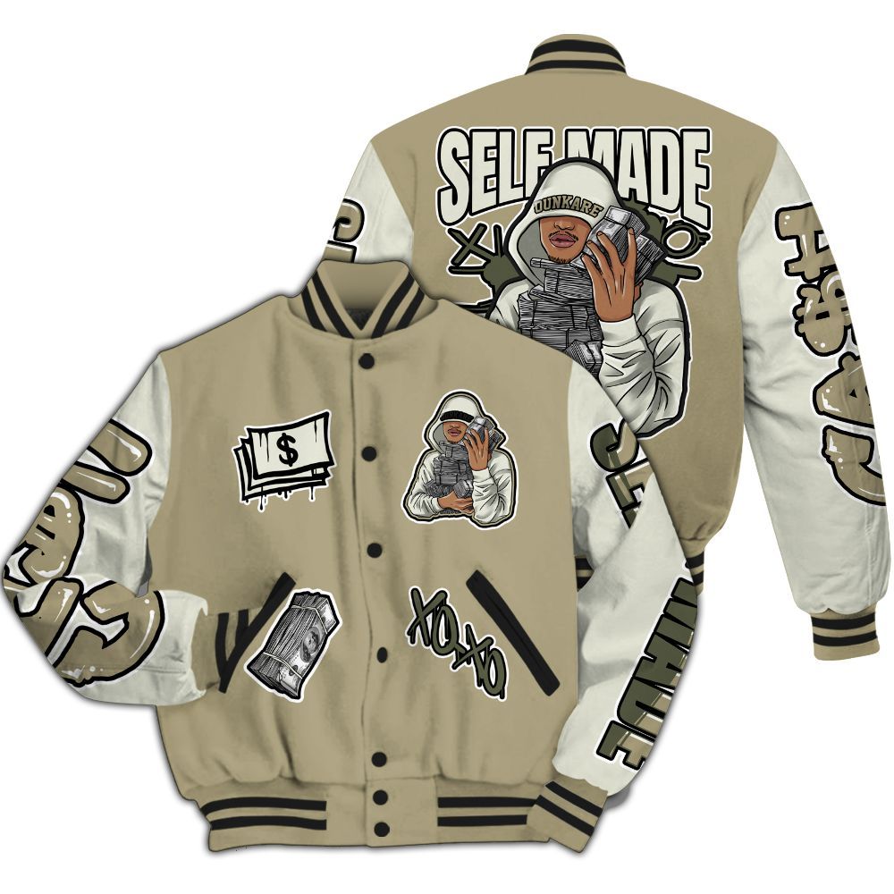Varsity Jacket To Match Low OG Medium Olive 1s - Selfmade Unique All Over Print