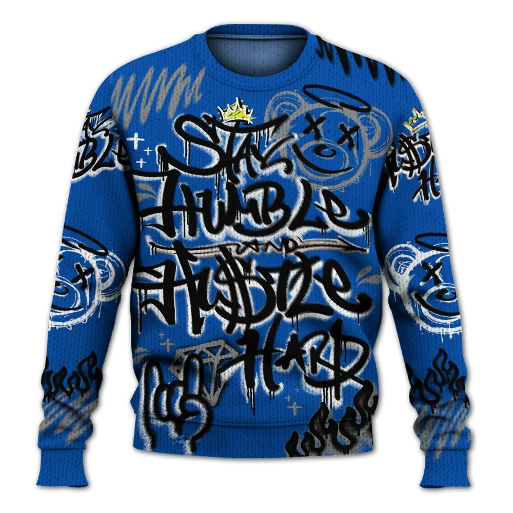 Knitted Sweater To Match Racer Blue 5s - Humble Drip Streetwear Graffity