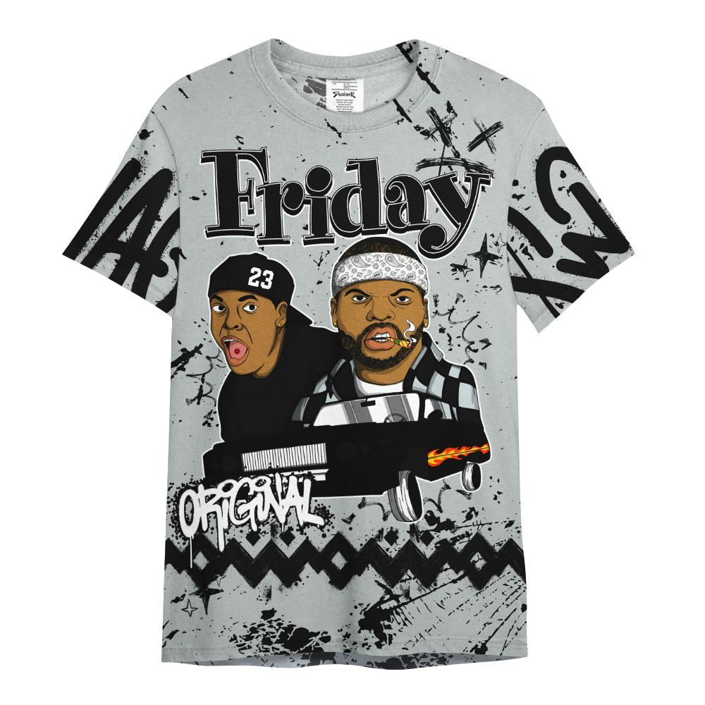 Shirt To Match Black Wolf Grey 12s - Friday Sneaker Crayon All Over Print