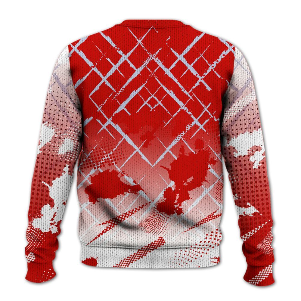 Knitted Sweater To Match Fire Red 6s - Halftone Stand Business Dripping