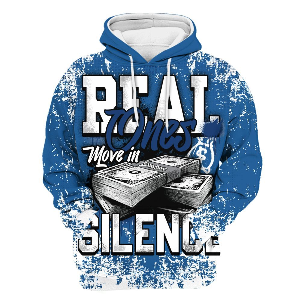 Hoodie To Match French Blue 13s - Move In Silence Money Street Retro All Over Print