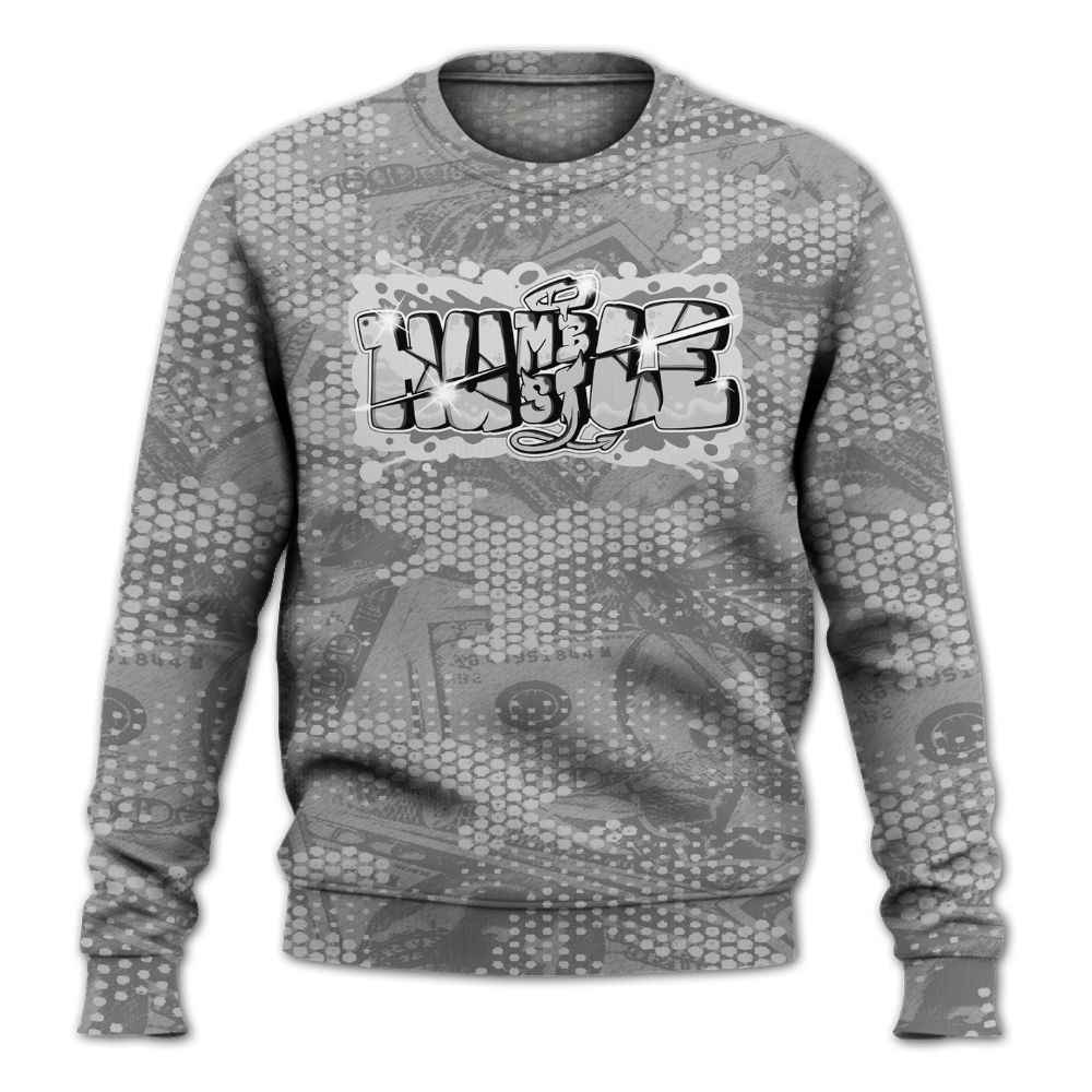 Sweatshirt To Match Black Wolf Grey 12s - Humbled Hustles Graphic Banknotes All Over Print