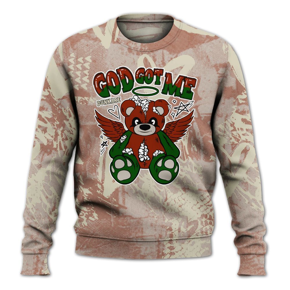 Sweatshirt To Match El Grito 5s - Gods Guides Me Bear Heart Grunge All Over Print