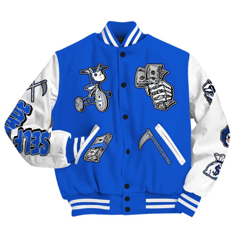 Varsity Jacket To Match Air Foamposite One Royal - Self Make Skeleton All Over Print