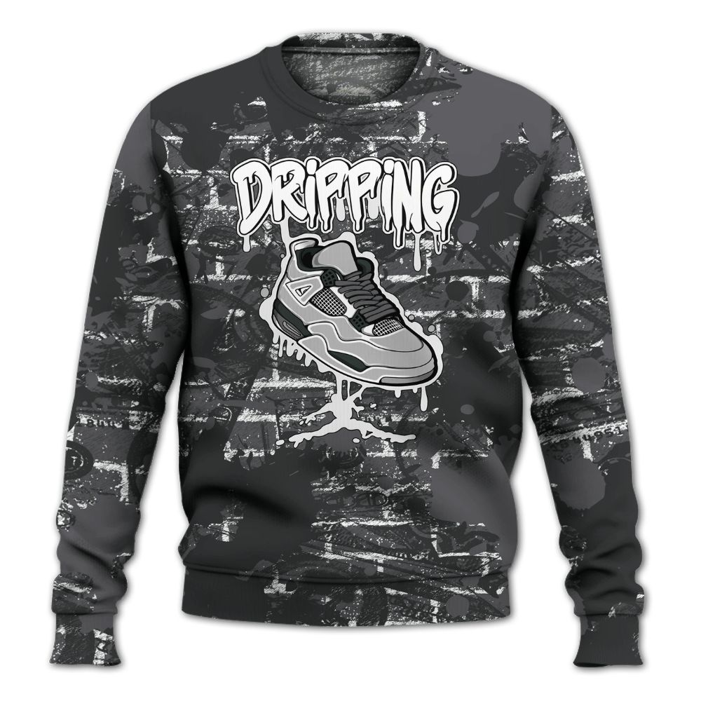 Sweatshirt To Match White Thunder 4s - Dripping Shoe 4S Graphic Street Art All Over Print