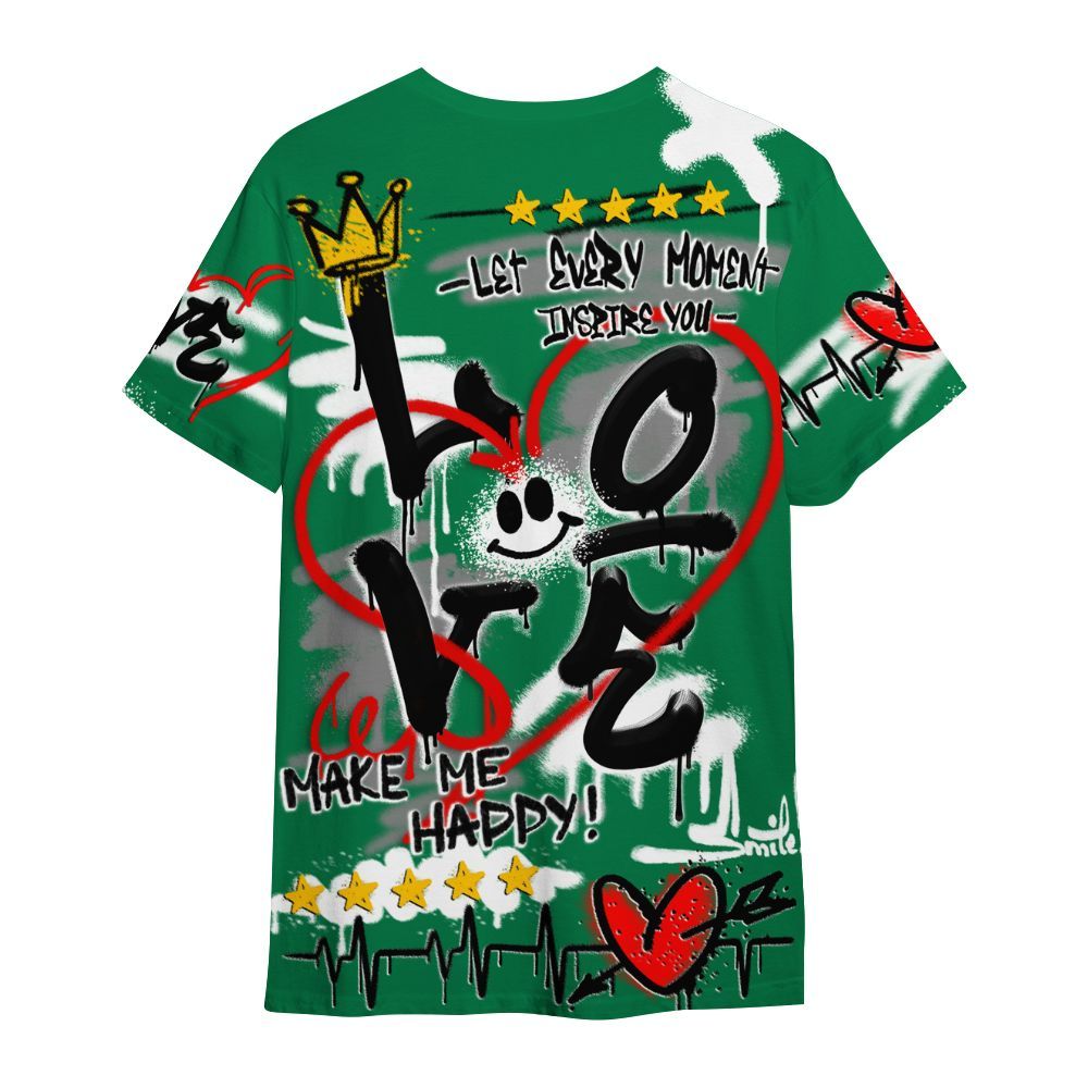 Shirt To Match Lucky Green 2s - Happy Love Beats Graffiti Streetwear All Over Print