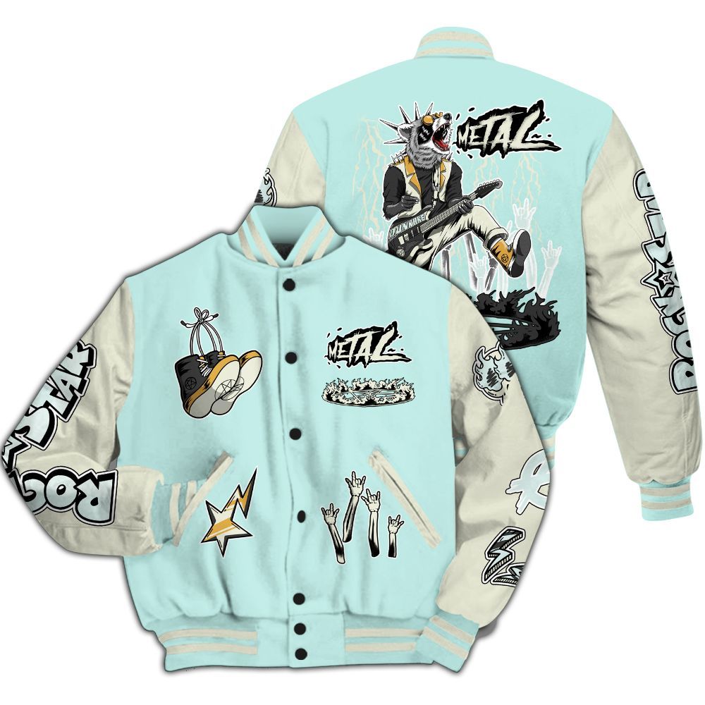 Varsity Jacket To Match Pure Platinum 4s - Punk Rock Raccoon All Over Print