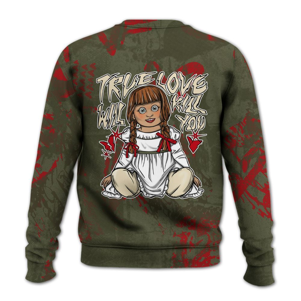 Sweatshirt To Match Travis Scott Low OG Medium Olive 1s - Genuine Loves Bear Heart Grunge All Over Print