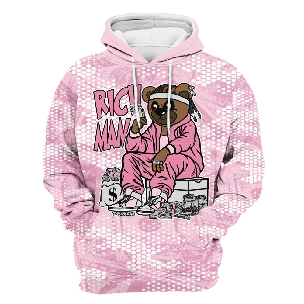 Hoodie To Match Orchid 4s - Rich Man Bear Banknotes Art All Over Print