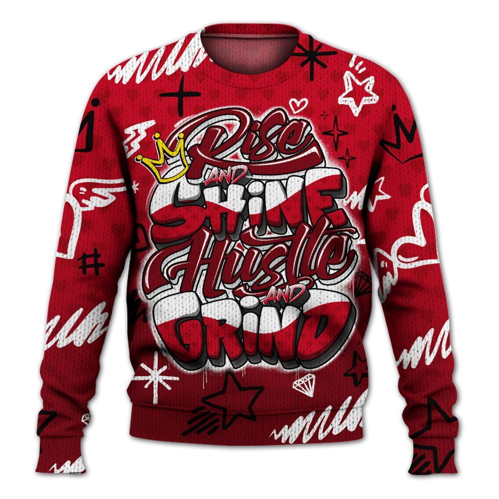 Knitted Sweater To Match Cortez GS Valentine's Day - Rise Shine Hustle Grind