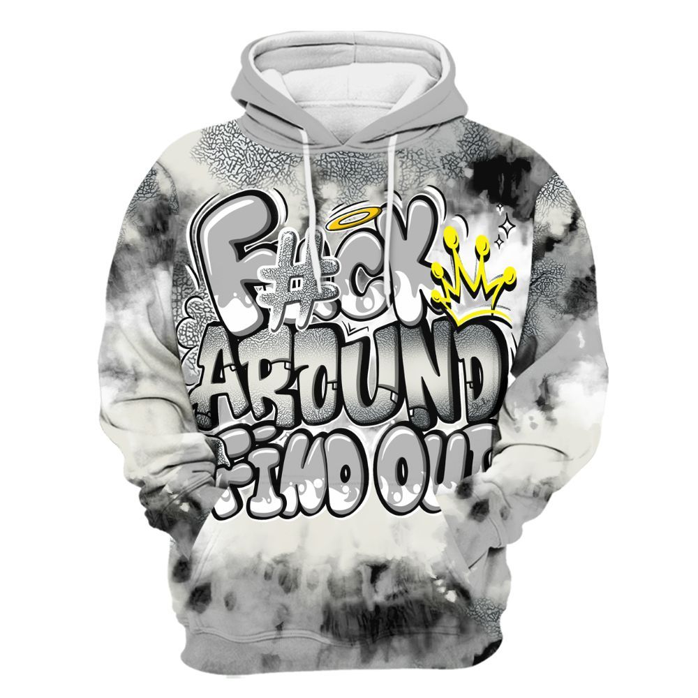 Hoodie To Match Cement Grey Silver 3s - FK Around Find Out All Over Print