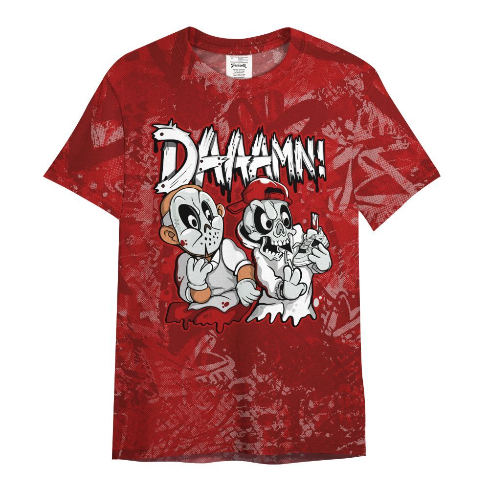 Shirt To Match Red Taxi 12s - Damn Shoe Graphic Heart Grunge All Over Print