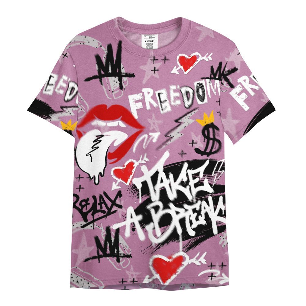 Shirt To Match Neutral Grey Black White Orchid 4s - Take Break Freedom Graffiti Streetwear All Over Print