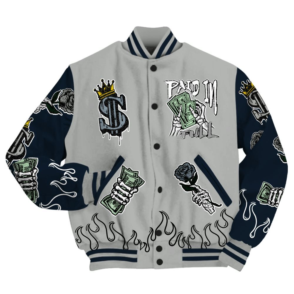Varsity Jacket To Match Retro Georgetown 6s - Fire Everybody Paid In All Over Print