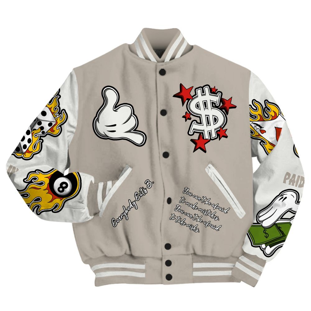Varsity Jacket To Match Low OG Phantom 1s Shirt, Funny Everybody Paid In Full Graphic All Over Print