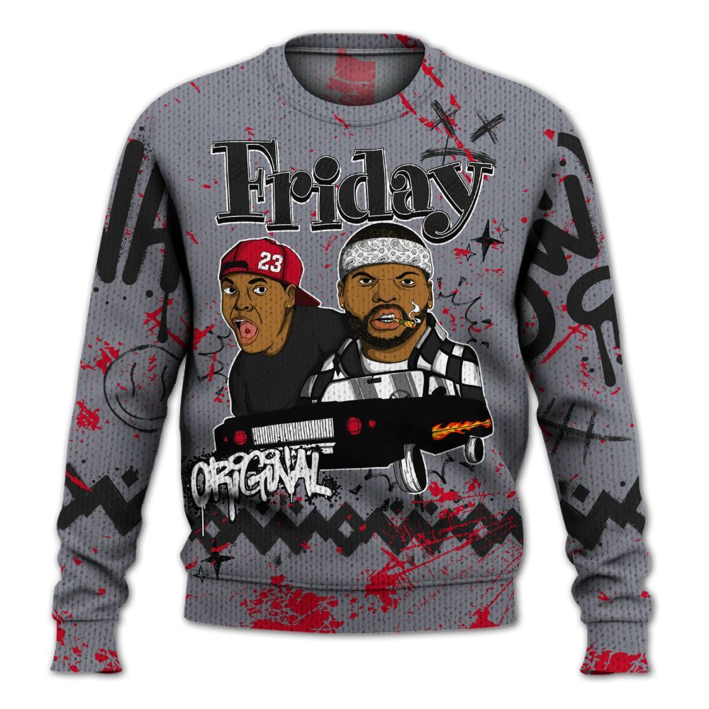 Knitted Sweater To Match Retro Black Flint 13s - Friday Sneaker Crayon