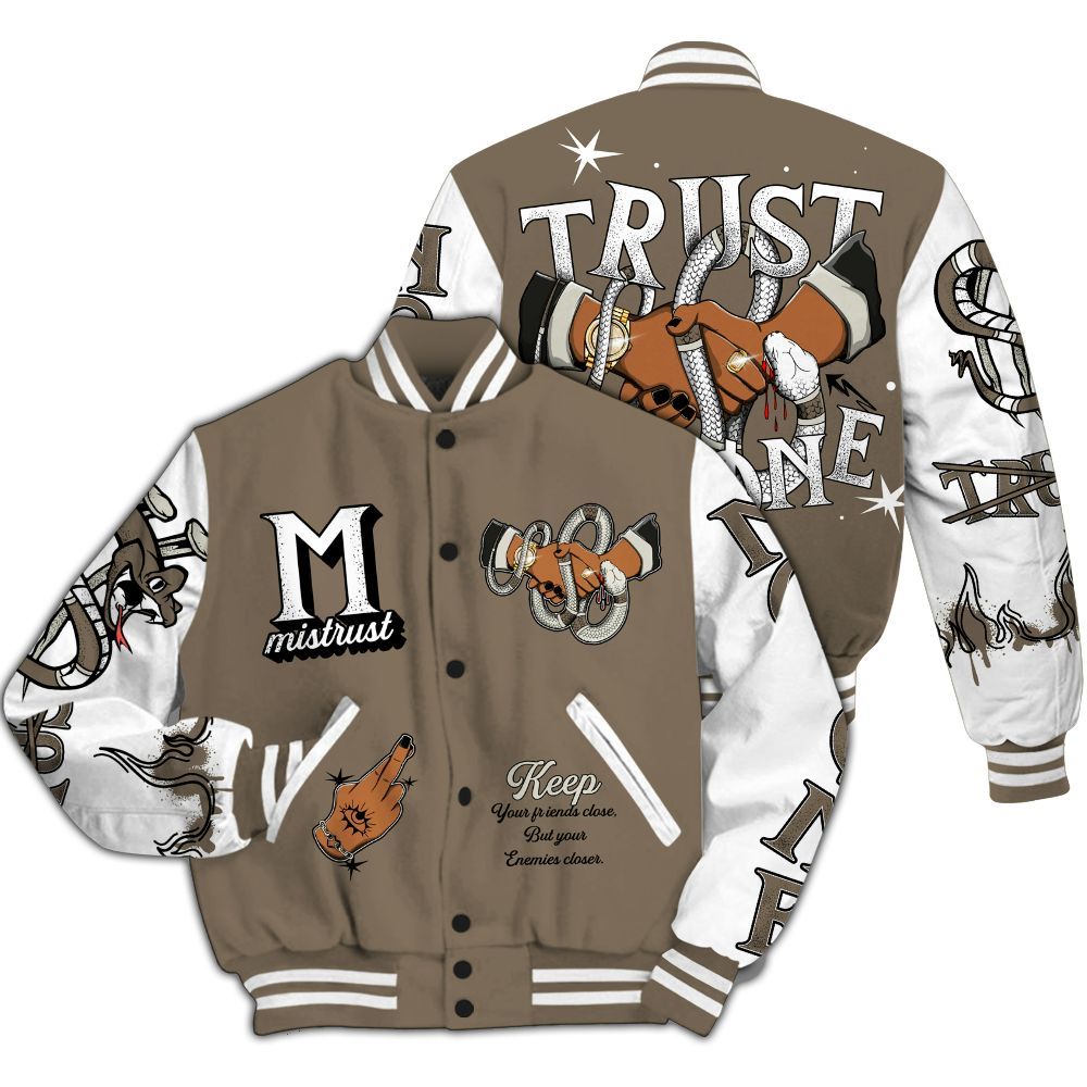 Varsity Jacket To Match Low OG Dark Mocha 1s - Trust No One Snake-Bite Street Style All Over Print