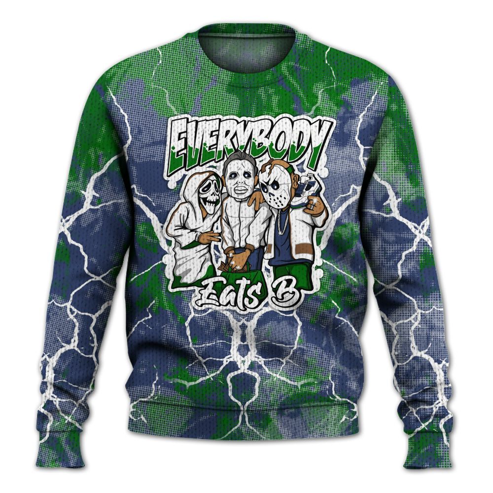 Knitted Sweater To Match Midnight Navy 13s - Everybody Eatin B Graphic Halloween