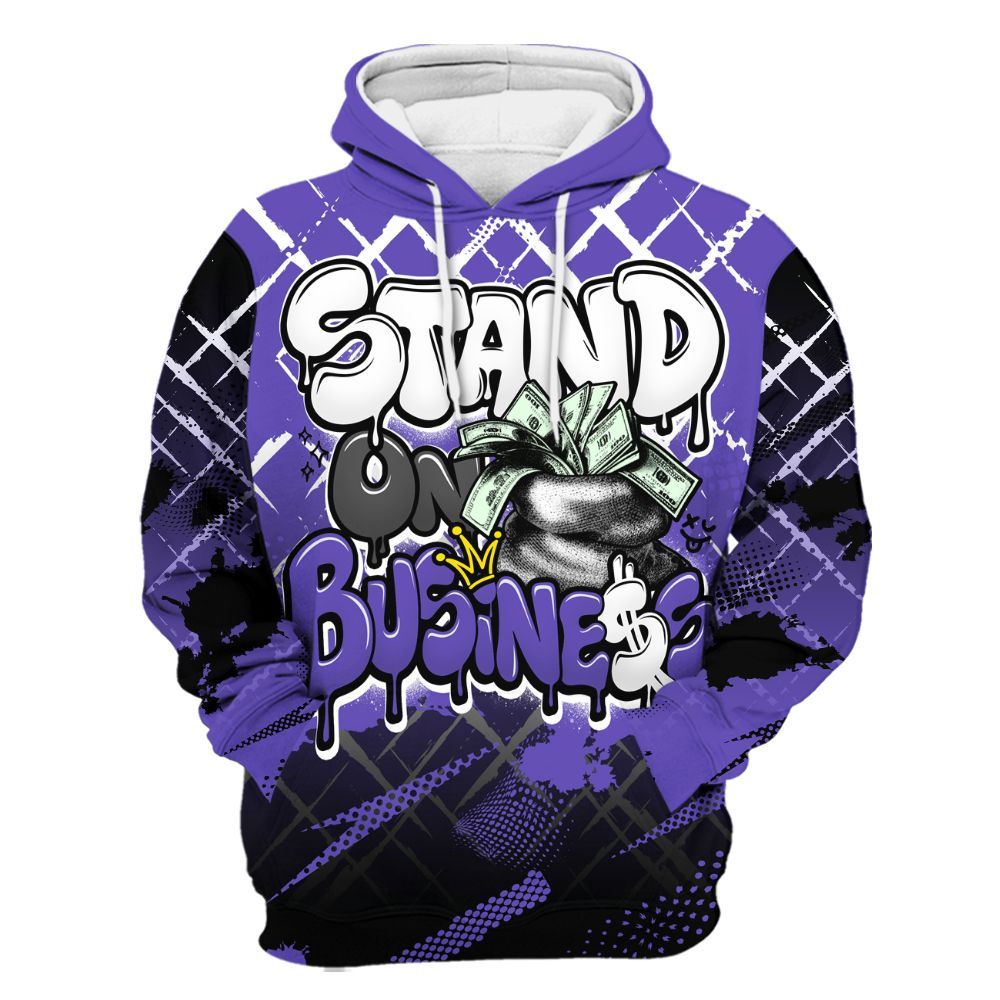 Hoodie To Match Field Purple 12s - Halftone Stand Business Dripping All Over Print