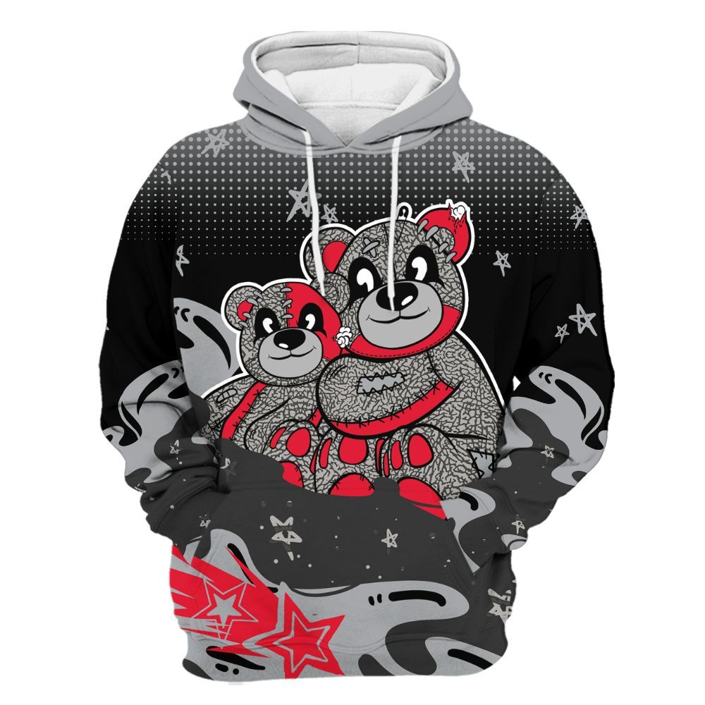 Hoodie To Match Black Cement 3s - Sincere Fondness Bear Stars All Over Print