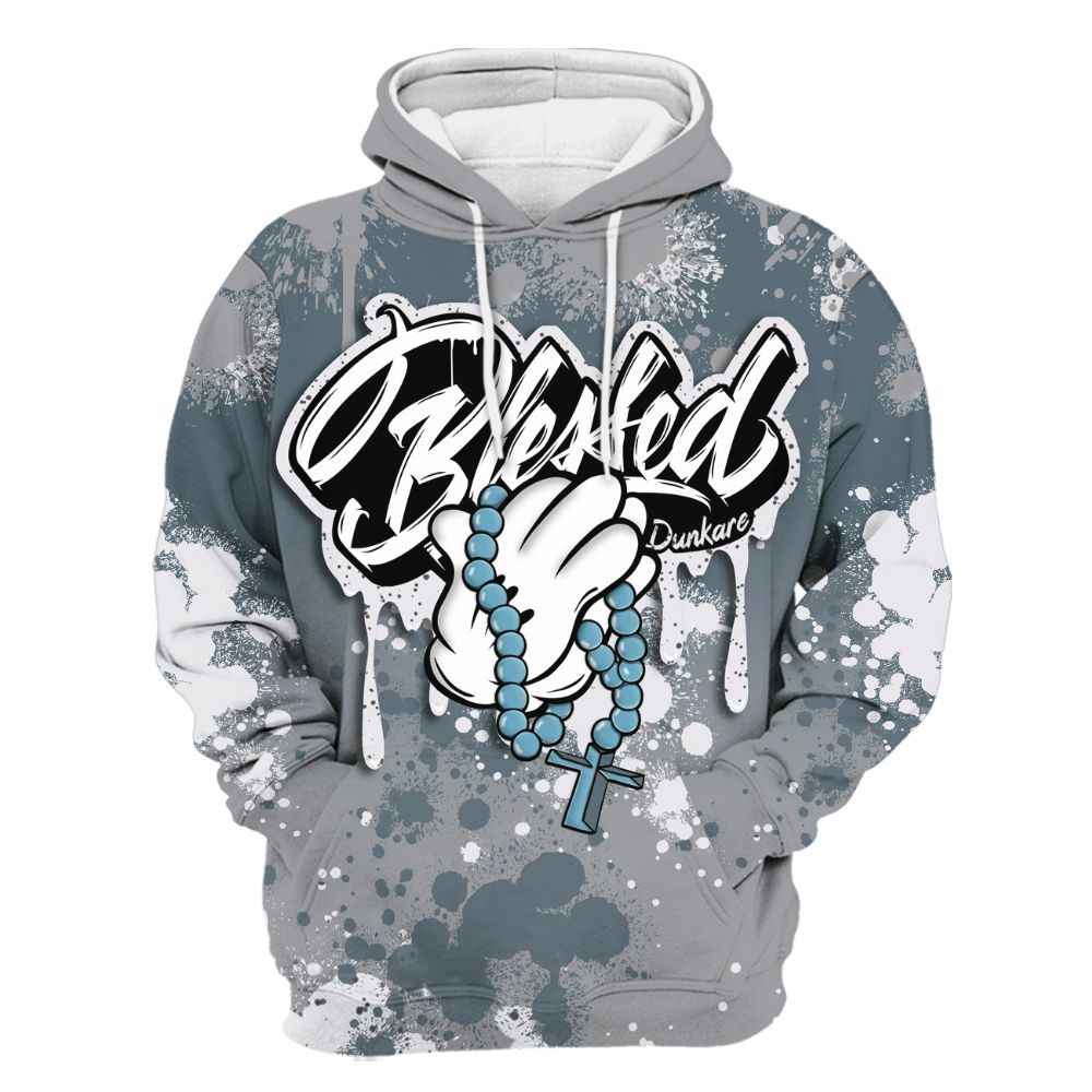 Hoodie To Match Retro Light Graphite Wolf Grey 5s - God Blessed Ink Drip All Over Print