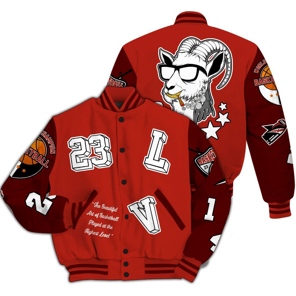 Varsity Jacket To Match SP Firewood Orange 4s - The GOAT Got Em Retro Graphic All Over Print