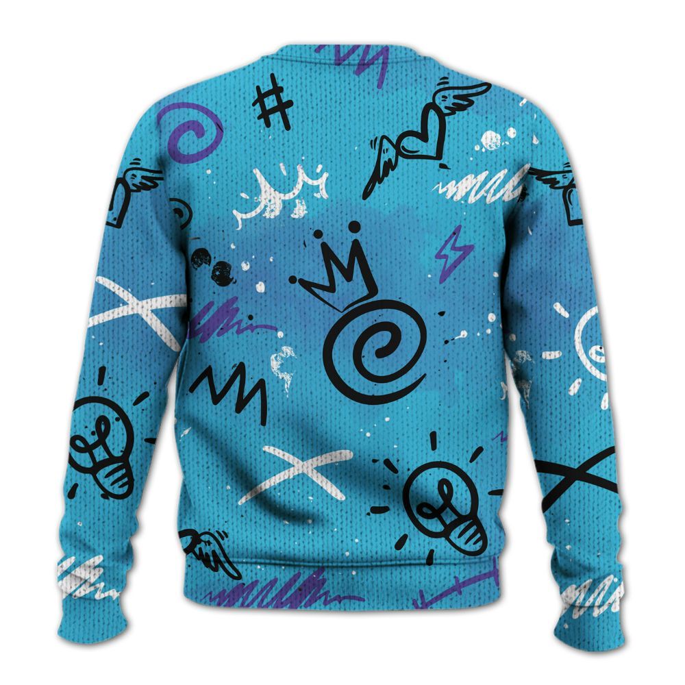 Knitted Sweater To Match Retro Aqua 6s - Drip Been Di2ferent