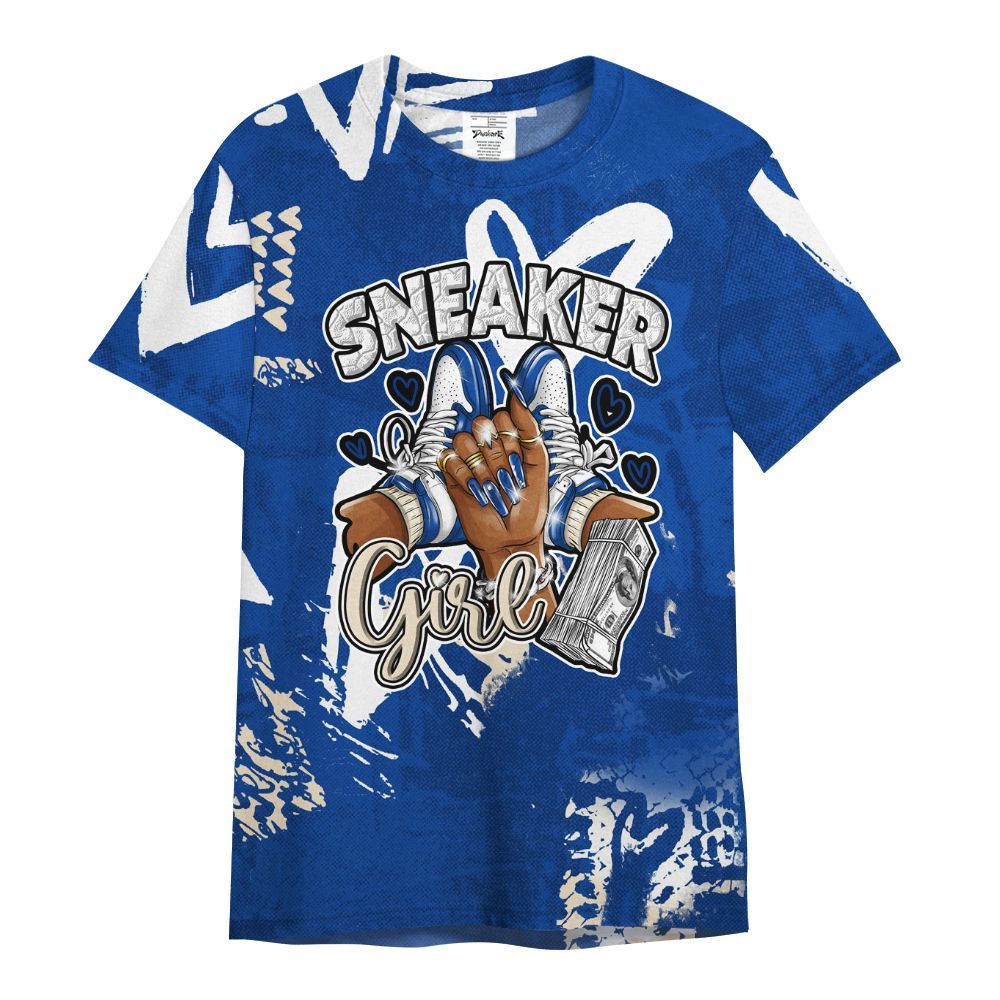 Shirt To Match Low Game Royal 1s - Sneakerz Girlz Heart Grunge All Over Print