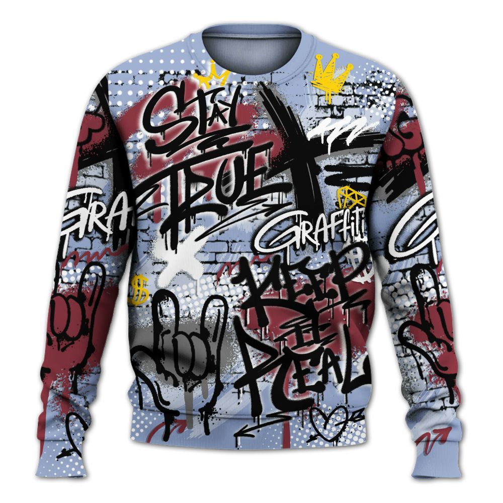 Sweatshirt To Match Black Metallic 5s - True It Real Graffiti Streetwear All Over Print
