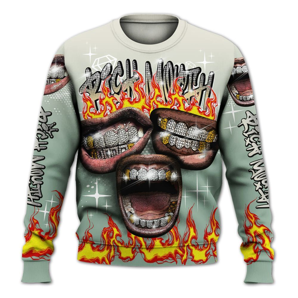 Sweatshirt To Match Joins Year Of The Snake 5s - Rich Mouth Fire Rap Retro 90s All Over Print