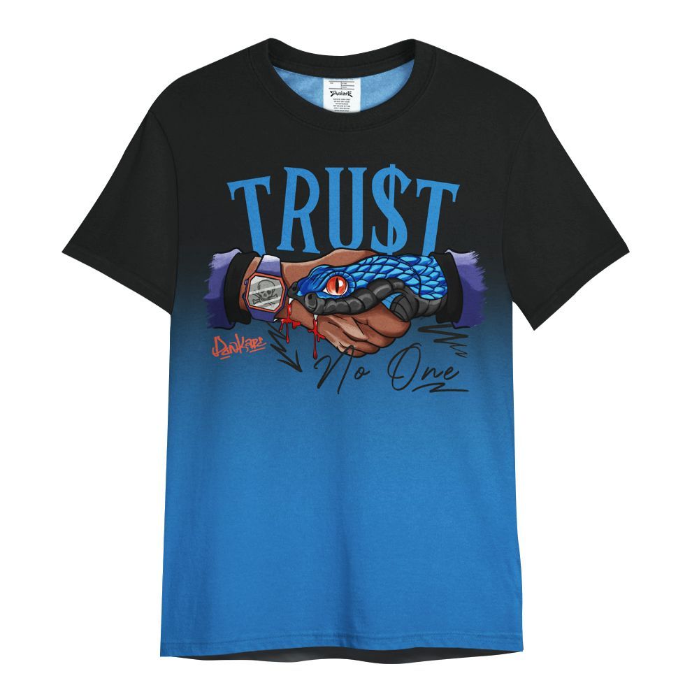 Shirt To Match Hi-Res Blue 700s - Snake Trust No One Drip All Over Print