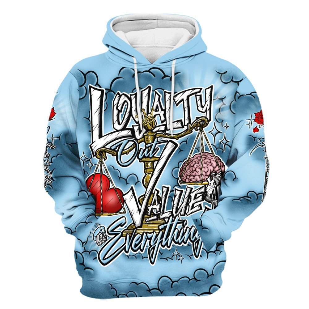 Hoodie To Match Legend Blue 11s - Loyalty Wins Everything All Over Print