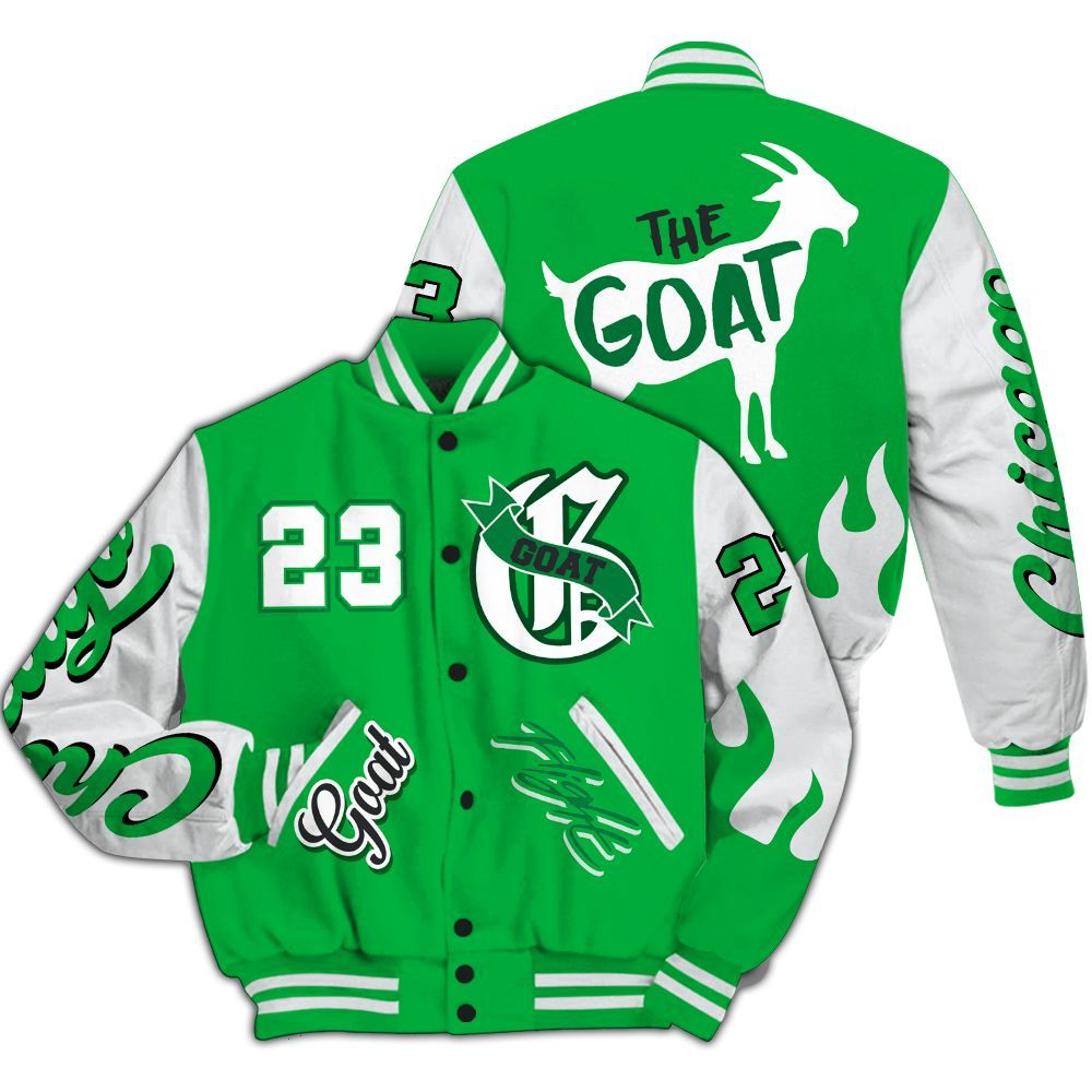 Varsity Jacket To Match Lucky Green 5s - The G.O.A.T Flight Streetwear All Over Print