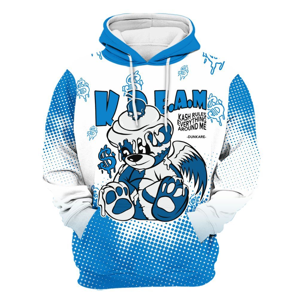 Hoodie To Match Military Blue 4s - Loot Bear Unique Drip All Over Print