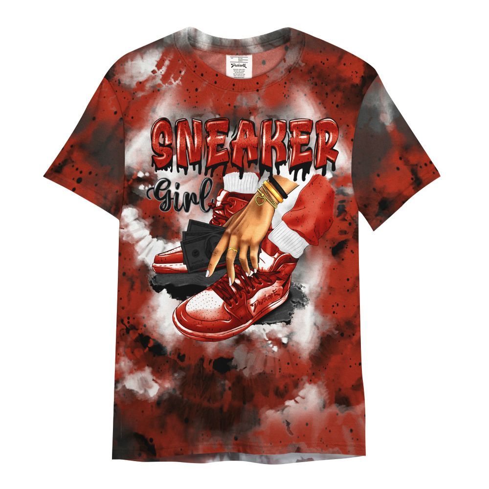 Shirt To Match Red Cement 4s - SNEAKER Girl Money Drip Tie Dye All Over Print