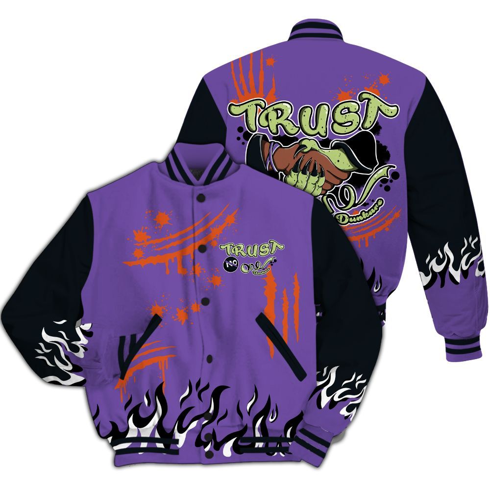 Varsity Jacket To Match Canyon Purple 4s - Graphic Trust No One All Over Print