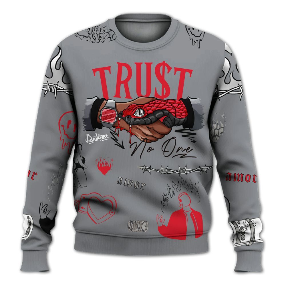 Sweatshirt To Match Black Cement 3s - Trust No One Graphic All Over Print