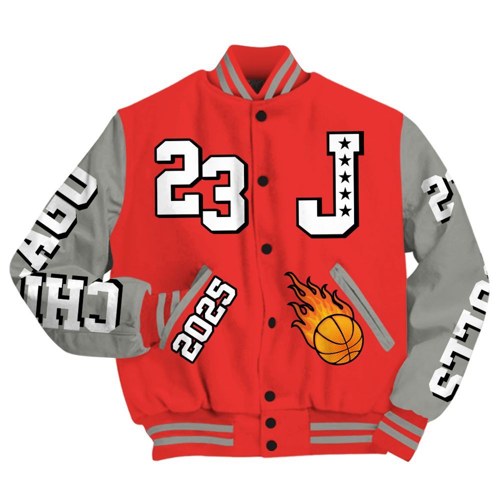 Varsity Jacket To Match Vomero 5 Bright Crimson - Chicago 23 Basketball All Over Print