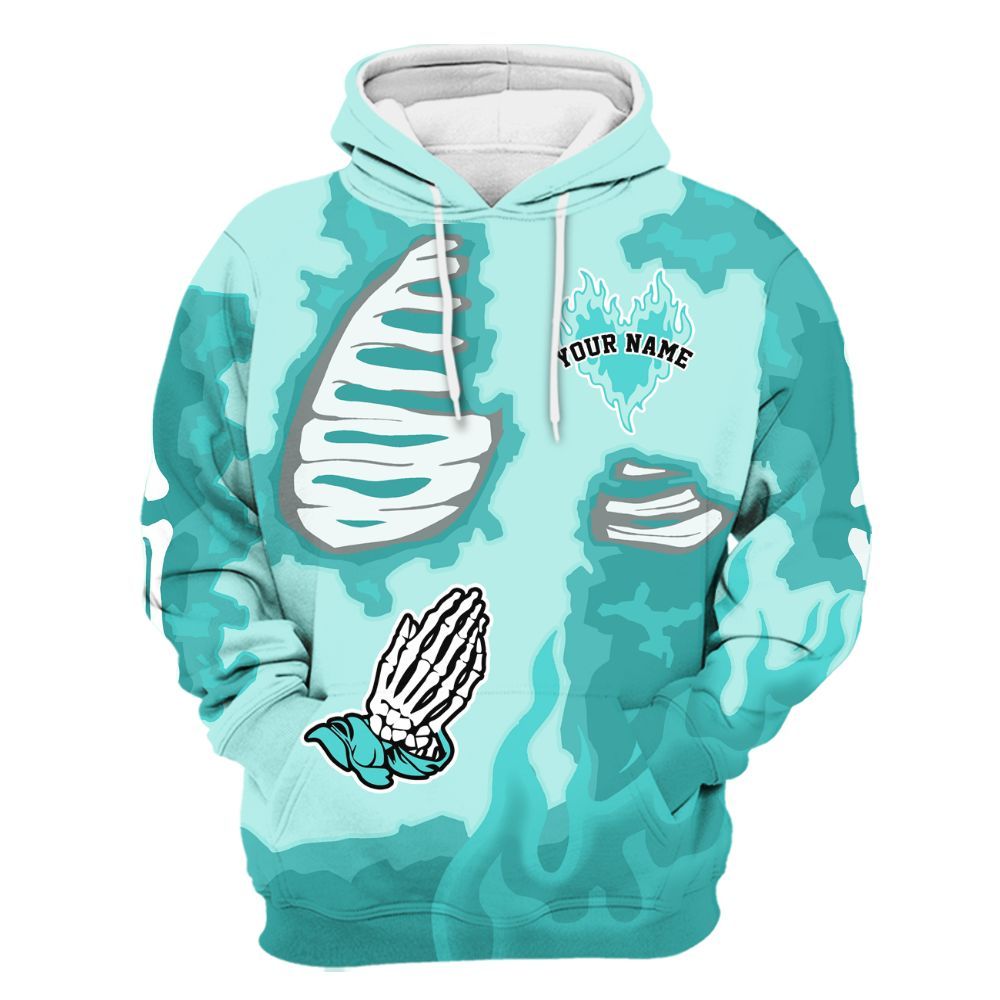 Hoodie To Match Low OG Washed Teal 1s - Dislike Us Graphic Burning Custom Name All Over Print