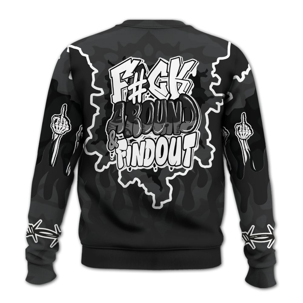 Sweatshirt To Match Black Cat 3s - F Around Find Out Graphic Trapped All Over Print