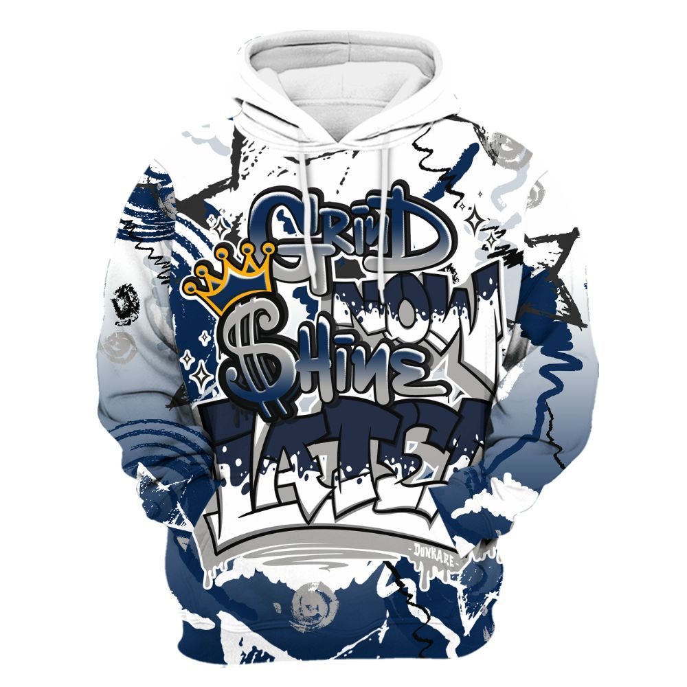 Hoodie To Match SB White Navy 4s - Grind Shine Later Drip All Over Print