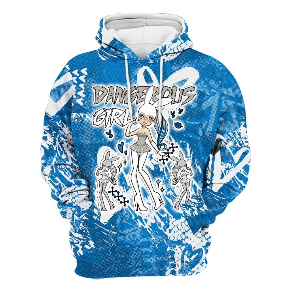 Hoodie To Match Military Blue 4s - Dangerous.Girl Heart Grunge All Over Print
