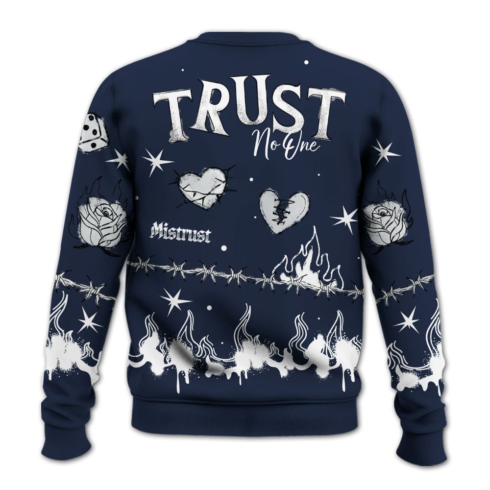 Sweatshirt To Match Dunk Low White Midnight Navy - Trust No One Snake-Bite Doodle Crayon All Over Print