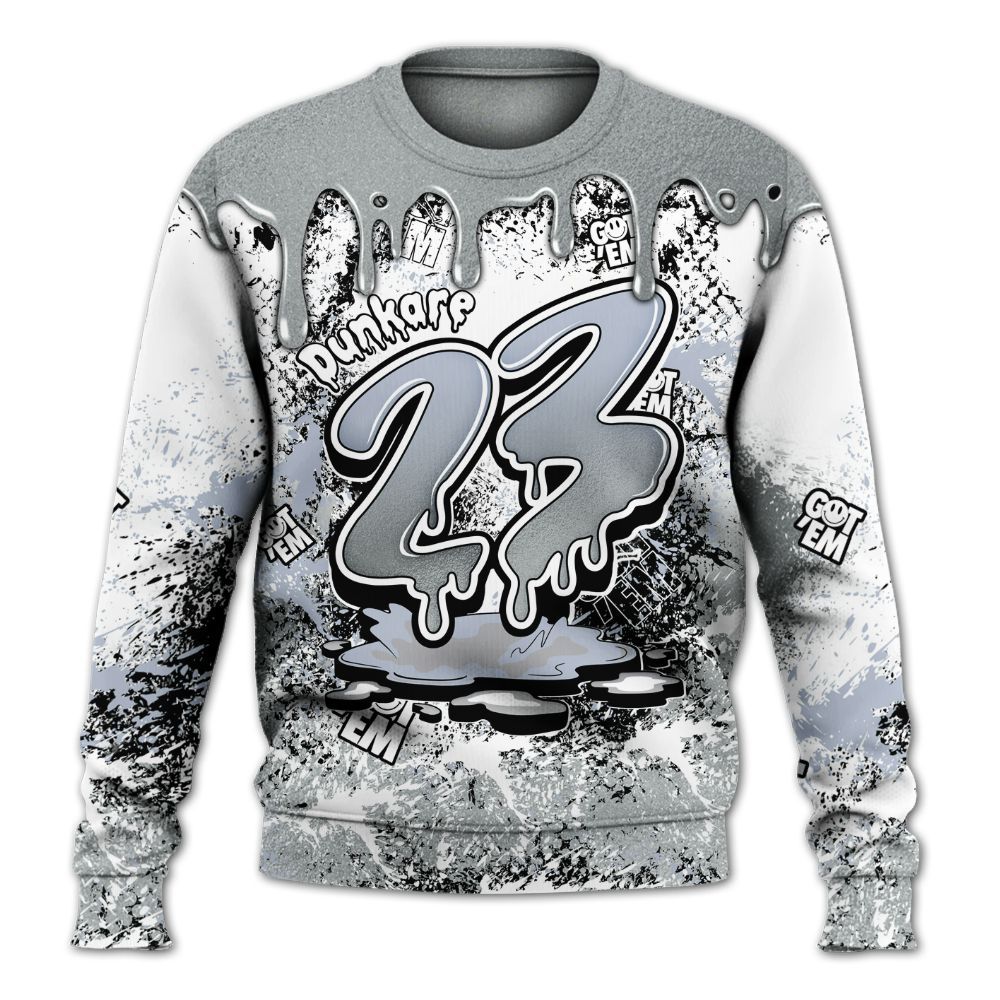 Sweatshirt To Match White Metallic 2026 5s - Dripping 23 Drip All Over Print