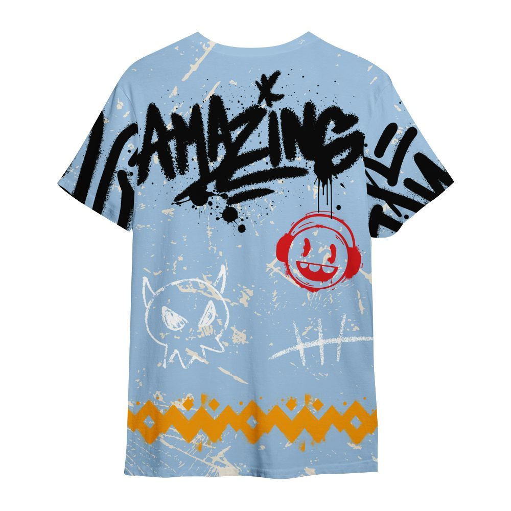 Shirt To Match Retro High OG Pale Ivory Psychic Blue 1s - Friday Sneaker Crayon All Over Print